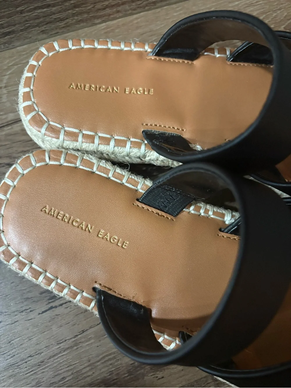 American Eagle Outfitters Black Cross-Strap Espadrille Slides